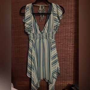 MINT Striped Dress/Top with Ruffle Sleeves